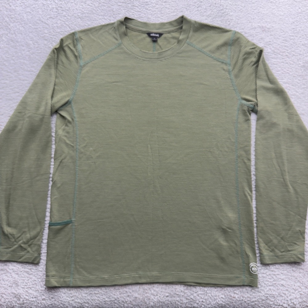 Allbirds Mens Trino Long Sleeve Tee Sage Green Stripe Merino Wool Blend Size M